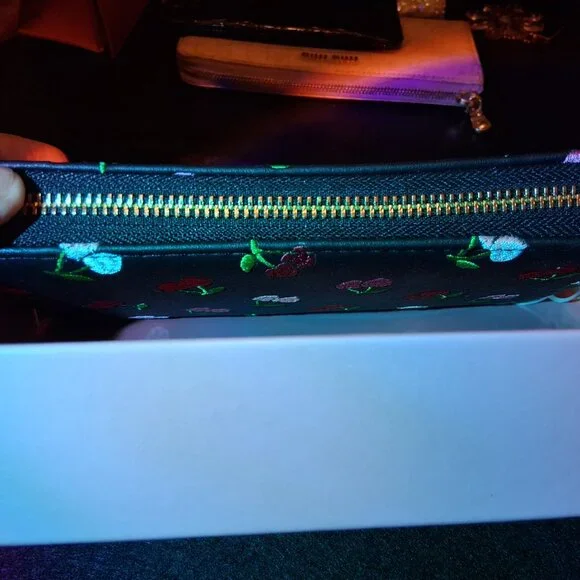 Betsey Johnson Cherry Embroidered Wallet NWT – Boxed Zip Around with Wristlet - Picture 2 of 7